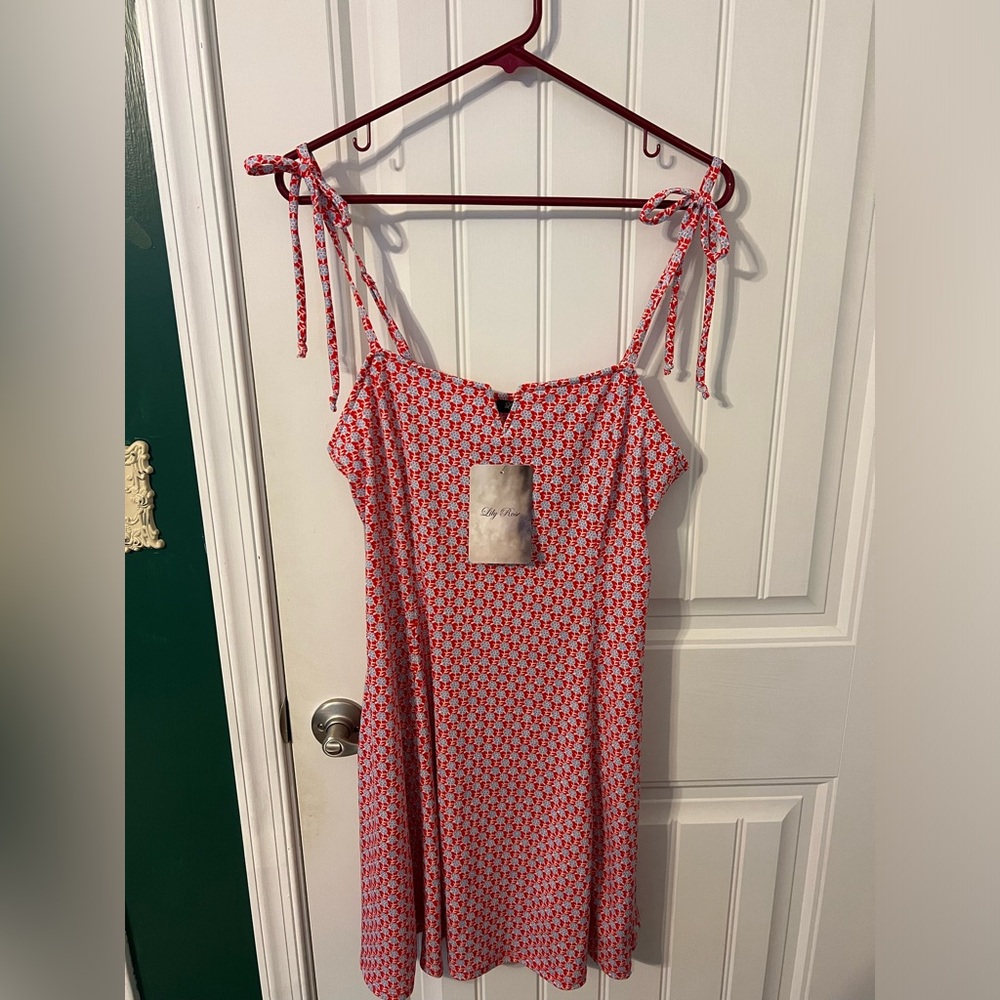 Lilly Rose Red White and Blue Floral Print Dress XXL